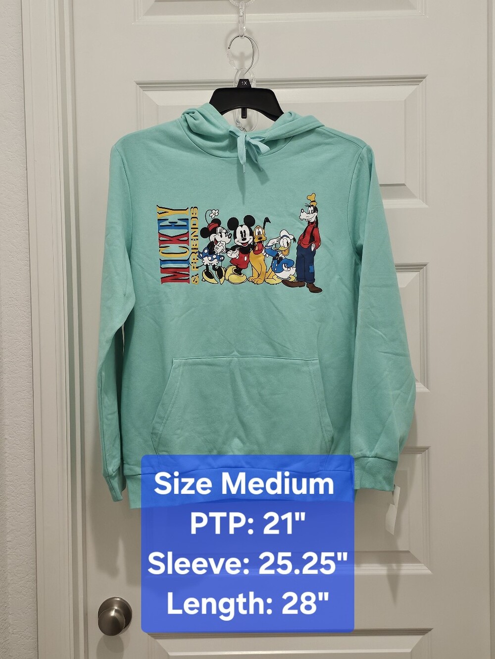 NWT Disney Mickey & Friends Mint Green Graphic Hoodie - Unisex Medium